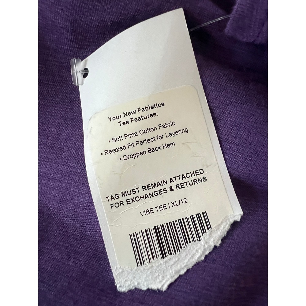 Fabletics Vibe Tee Purple Supima Cotton High Low Dropped Hem Shirt XL 12 - Picture 4 of 6